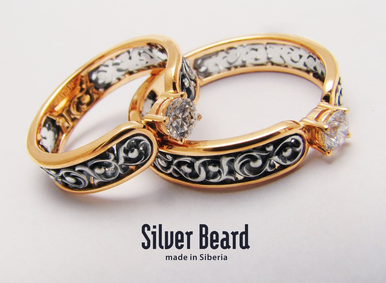 Комбинированное кольцо бриллиантом