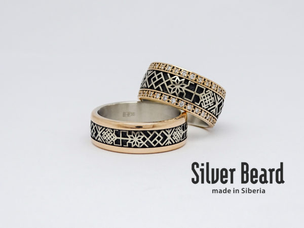 Славянские обручальные кольца с бриллиантами